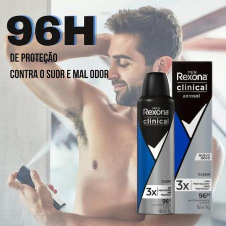 DESODORANTE REXONA CLINICAL MEN CLEAN 150ML - Desodorante Antitranspirante aerosol  Rexona Clinical Men clean 150ml - UNILEVER