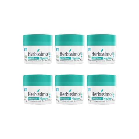 Imagem de Desodorante Creme Herbíssimo 55G Neutro - Kit Com 6Un