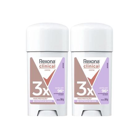 Imagem de Desodorante Rexona Clinical Extra Dry Feminino 58g - Kit C/2 Unidades