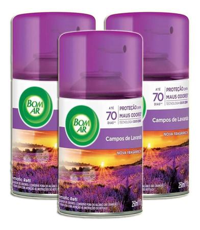 Imagem de Desodorizante Bom Ar Ar Wick Campos De Lavanda 250ml Kit 3