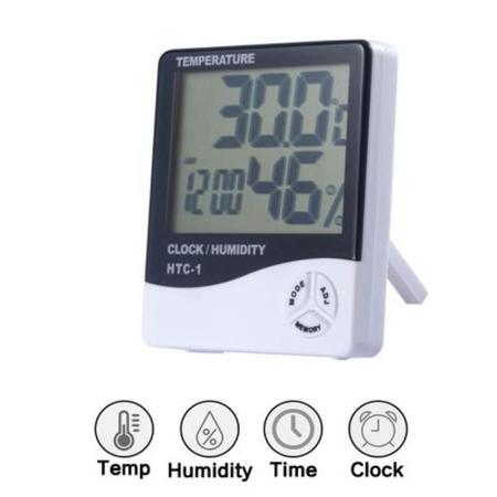 Imagem de Despertador multiuso relogio termometro medidor de humidade e temperatura digital 