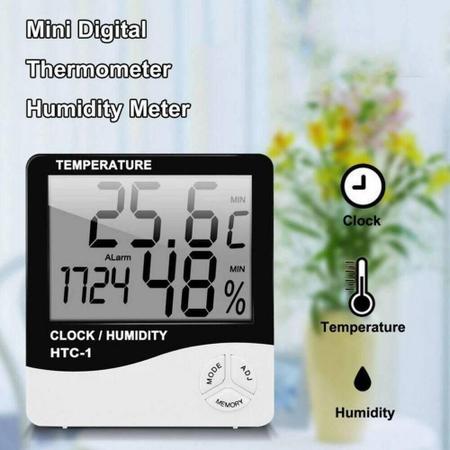 Imagem de Despertador multiuso relogio termometro medidor de humidade e temperatura digital 