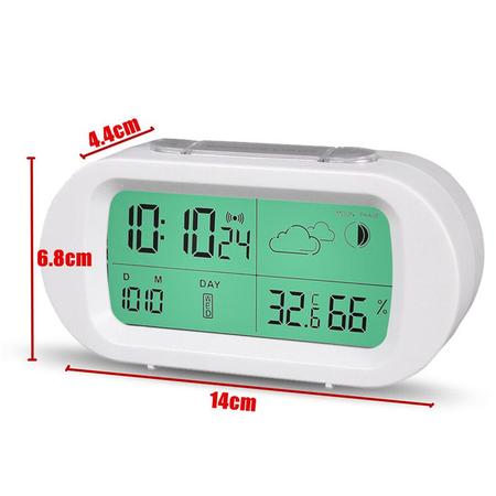 Imagem de Despertador, termômetro, hora digital, LCD com calendário Mrosaa