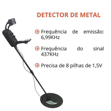 Imagem de Detector de metais profissional até 3,5m de profundidade com fone e pá