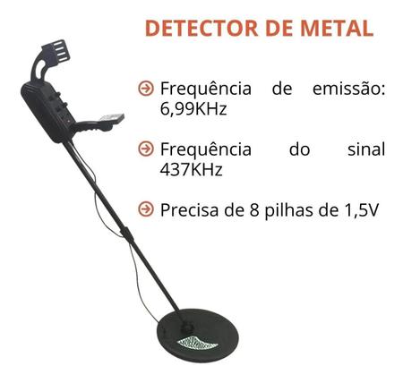 Imagem de Detector de metal em geral c/ pilha ate 3,5 m profundidade