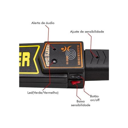 Imagem de Detector De Metal Portátil Bastão Para Revista E Segurança