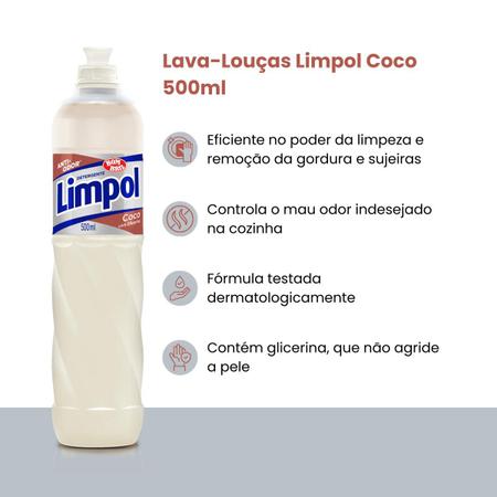 Imagem de Detergente Anti Odor Coco Glicerina Limpol Bombril 500Ml