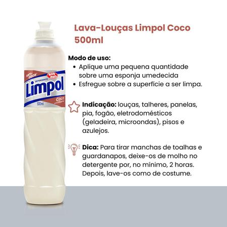 Imagem de Detergente Anti Odor Coco Glicerina Limpol Bombril 500Ml