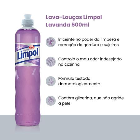Imagem de Detergente Anti Odor Lavanda Glicerina Limpol Bombril 500Ml