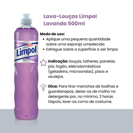 Imagem de Detergente Anti Odor Lavanda Glicerina Limpol Bombril 500Ml