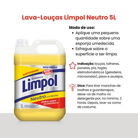 Imagem de Detergente Antiodor Neutro Glicerina Limpol Bombril 5L
