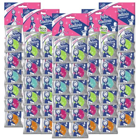 Imagem de Detergente Pedra Sanitária DonaBela 22g Kit 5 Pacotes com 12 Unidade Vaso 20 Lavanda + 20 Tutti-Frutti  + 20 Eucalipto