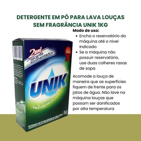 Imagem de Detergente Pó para Lava Louças Sem Fragrância Unik 1kg