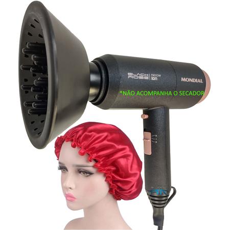 Difusor De Cachos Para Secador Cabelos Crespos Mondial Black Rose