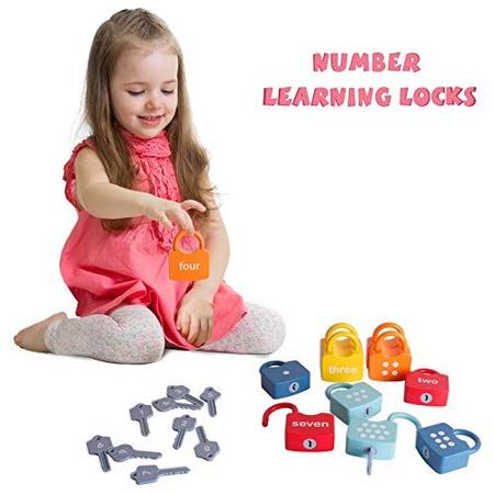 Dinhon Kids Learning Locks with Keys Numbers Matching & Counting Montessori  Educational Toys for Ages 3 yrs+ Boys and Girls Preschool Games Gifts