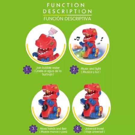 Imagem de Dinossauro Bate e Volta Lança Bolha  Musical Brinquedos de Iluminação Soprador Automático