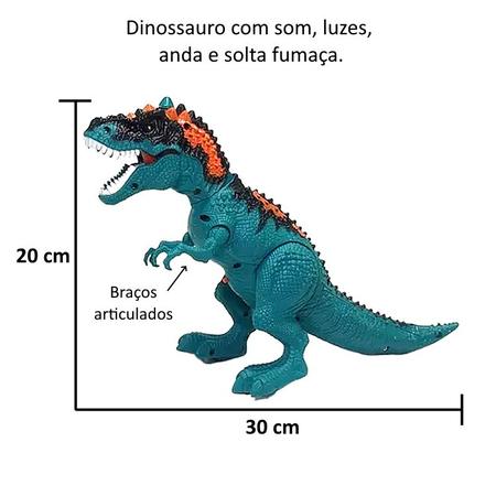 Imagem de Dinossauro de Brinquedo Anda Sons e Solta Fumaça de Controle