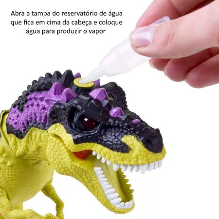 Imagem de Dinossauro de Brinquedo Anda Sons e Solta Fumaça de Controle