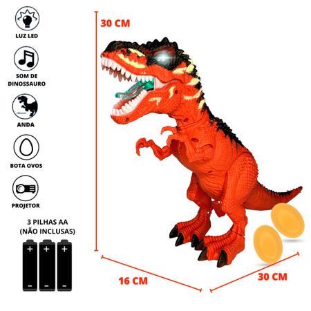 Dinossauro com som, luz, projeção e bota ovo