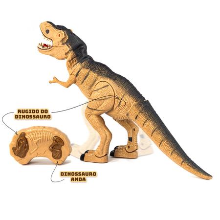 Imagem de Dinossauro De Brinquedo Robo Com Controle Remoto T-REX Luz e Som Infantil - Mega Compras