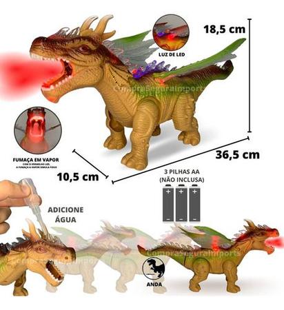 Ideiaria  Dinossauro que Solta Fumaça com Luz e Som de Controle Remoto -  Toyng