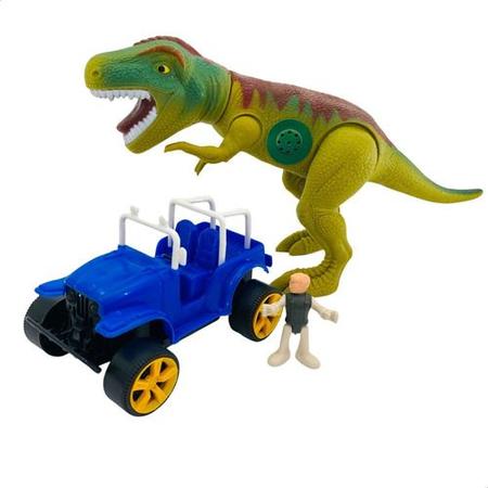 Brinquedo Dinossauro Rex Safari Dinossauro Carro E Boneco em