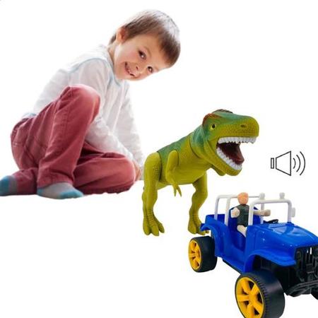 DINOSSAURO T-REX SAFARI COM SOM E JEEP - ADIJOMAR