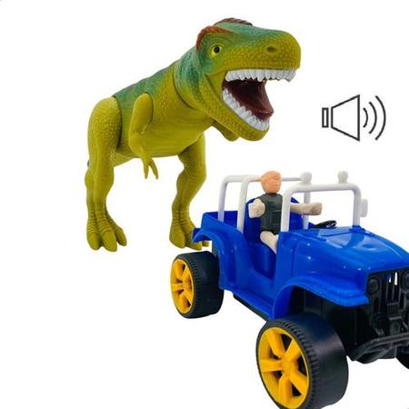 Brinquedo Dinossauro Rex Safari Dinossauro Carro E Boneco em