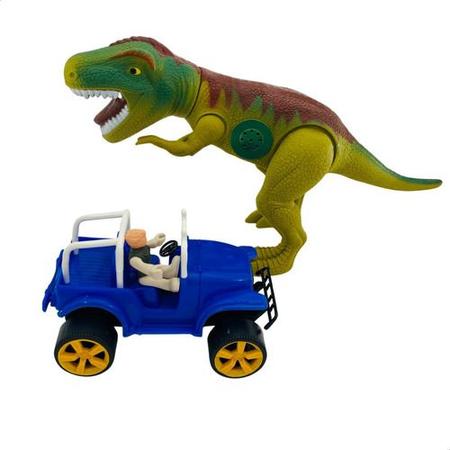 DINOSSAURO T-REX SAFARI COM SOM E JEEP - ADIJOMAR