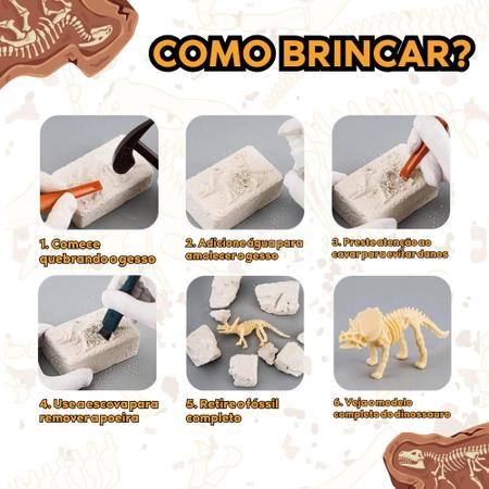 SAFIGLE Brinquedos Educativos Para Crianças Fósseis De Dinossauros 1Pc  Conjunto De Jogos Infantis Para Crianças Brinquedos Educativos Científicos  Para Escavação Modelos De Dinossauros