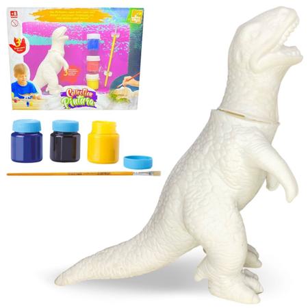 Imagem de Dinossauro Para Colorir Brinquedo Com Tinta Guache Pintura