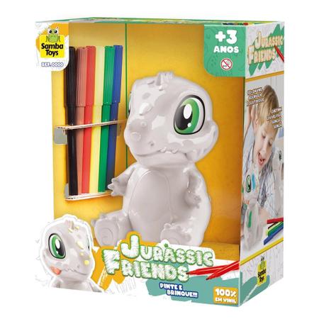 Dinossauro Rex Para Pintar Jurassic 6 Canetinha Colorida - Samba Toys Imagem de Dinossauro Rex Para Pintar Jurassic 6 Canetinha Colorida