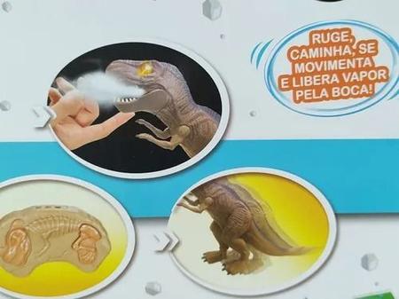 Imagem de Dinossauro T-Rex Poderoso Tirano Controle Remoto -  26cm, Fumaça, Anda, Ruge - Candide