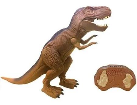 Imagem de Dinossauro T-Rex Poderoso Tirano Controle Remoto -  26cm, Fumaça, Anda, Ruge - Candide