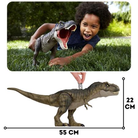 Figura de Ação - Jurassic World - Tyrannosaurus Rex - Thrash 'N Devour - 25  cm - Mattel