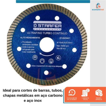 Imagem de Disco de Corte Diamantado para Porcelanato 4.3/8 x 3/4 Polegadas