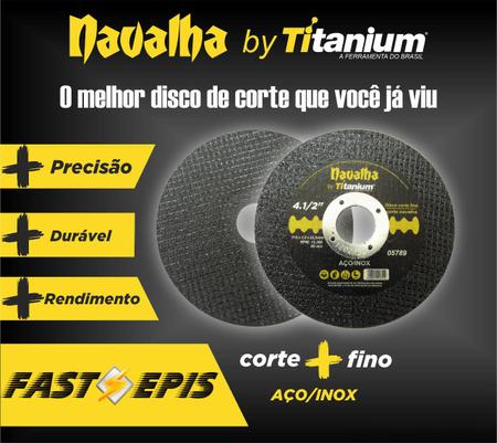 Imagem de Disco de Corte Fino Industrial Premium Aço/Inox 4.1/2" Navalha - Titanium
