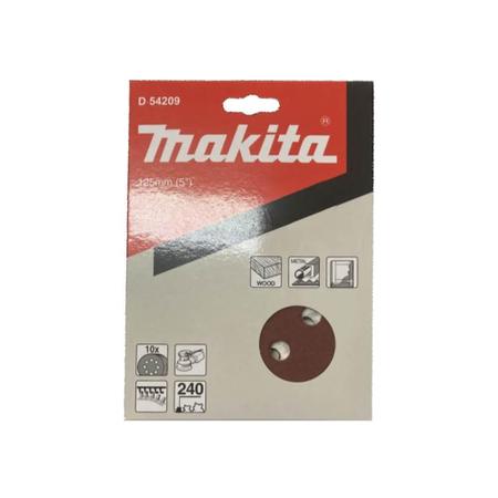 Imagem de Disco de Lixa 125 Mm (5") para Madeira e Metal Grão 240 Makita D-54209 com 10 Lixas