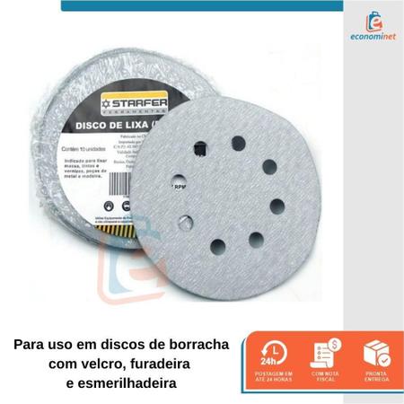 Imagem de Disco De Lixa Tiras aderentes Branco 125Mm Grão 220 Starfer 100