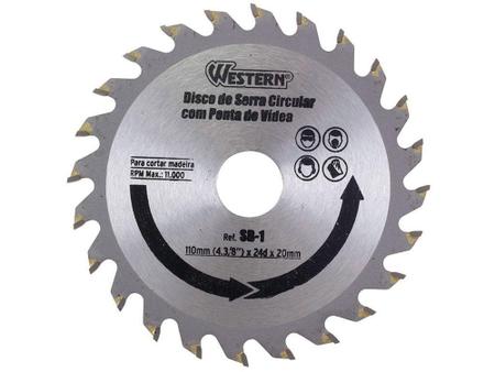 Imagem de Disco de Serra Circular 4,3/8” 24 Dentes  - para Madeira Western SB-1