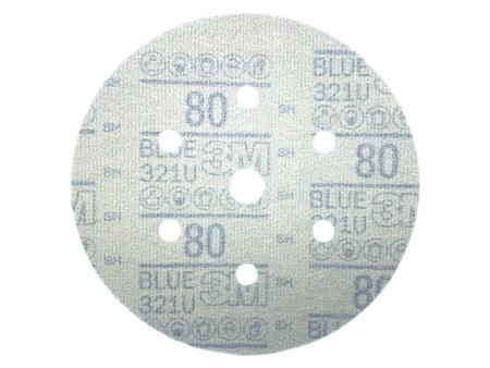 Imagem de Disco Hookit Lixamento A Seco Abrasivo 3M Blue 321U Grão 80 7 Furos