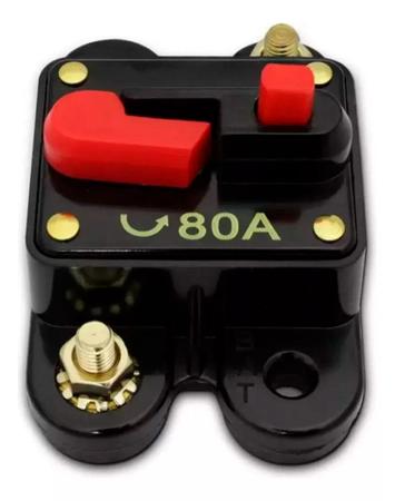 Imagem de Disjuntor Automotivo 80A Techone Svart Proteção Som Descarga Bateria Anti Curtos Superaquecimentos