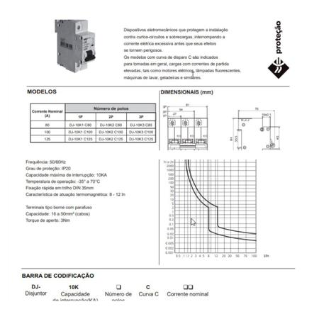 Disjuntor Tripolar 100A DJ-10K3 C100 - MarGirius Imagem de Disjuntor Tripolar 100A DJ-10K3 C100