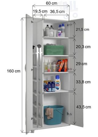 Imagem de Dispensa Lavanderia Porta Vassouras Armário Alto Organizador