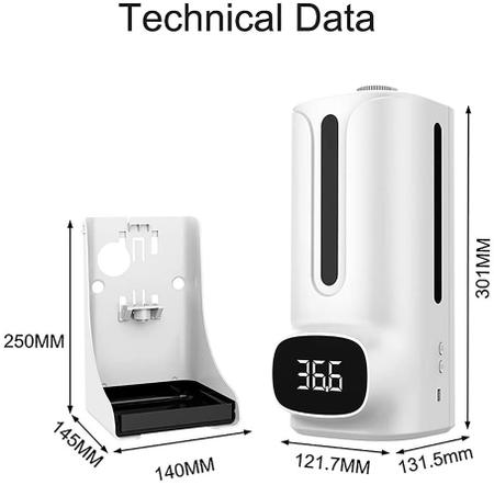 Imagem de Dispensador automático de sabão com termômetro de indução sem contato