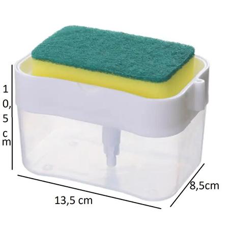 Imagem de Dispensador Para Detergente Dispenser 2x1 Detergente Suporte Porta Bucha Esponja Limpeza Sabão