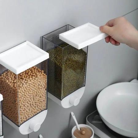 Imagem de Dispenser De Cereais Grãos 1,5 Litros Armazenamento de Alimentos Grande Para Parede