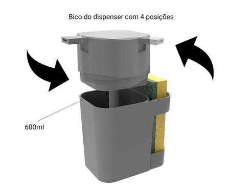 Imagem de Dispenser De Detergente Para Pia Cinza Chumbo 600Ml Soprano