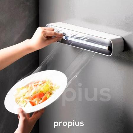 Imagem de Dispenser de Papel Filme Plástico Pvc Manteiga Alumínio Cortador Suporte Toalha Manual Triplo Cozinha Reutilizar