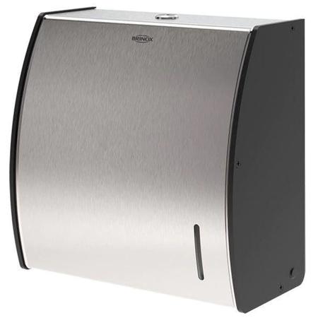 Imagem de Dispenser de Papel Toalha Interfolhado para Banheiro Porta Toalha Decorline Brinox Aço Inox e Preto